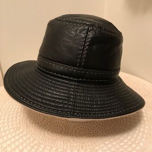 Vintage Gabriela Ligenza Leather Panama Wide Brim Fedora